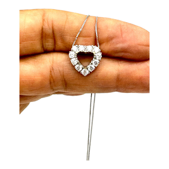 1.75 ct 18K white gold Diamond Heart Pendant & Chain VS-F/G