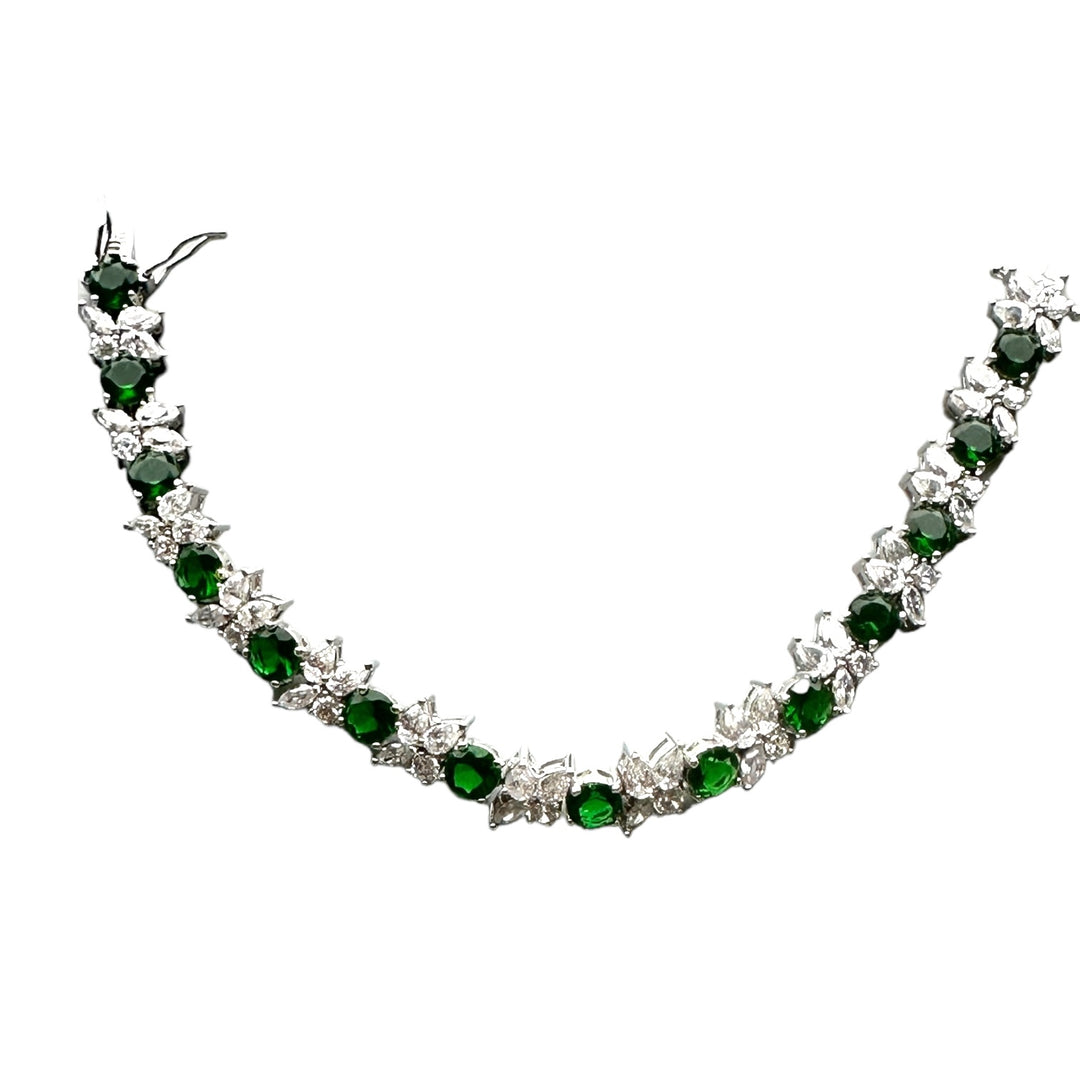 Hollywood 20ct Sterling Green Stone Tennis Bracelet
