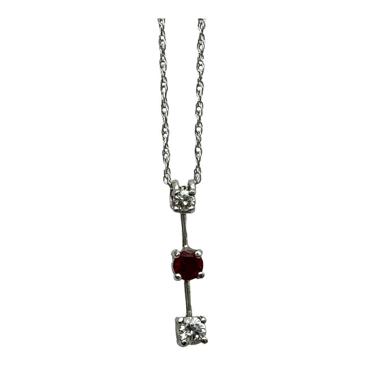 .53 ct Journey Ruby and Diamond Three Stone Pendant 14Kt White Gold