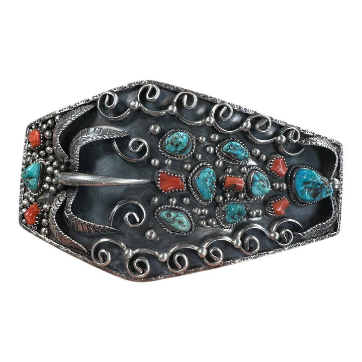 1976 Navajo Wild Bear Bob , Thunder Bolt Dan Turquoise Belt Buckel 6 oz Sterling