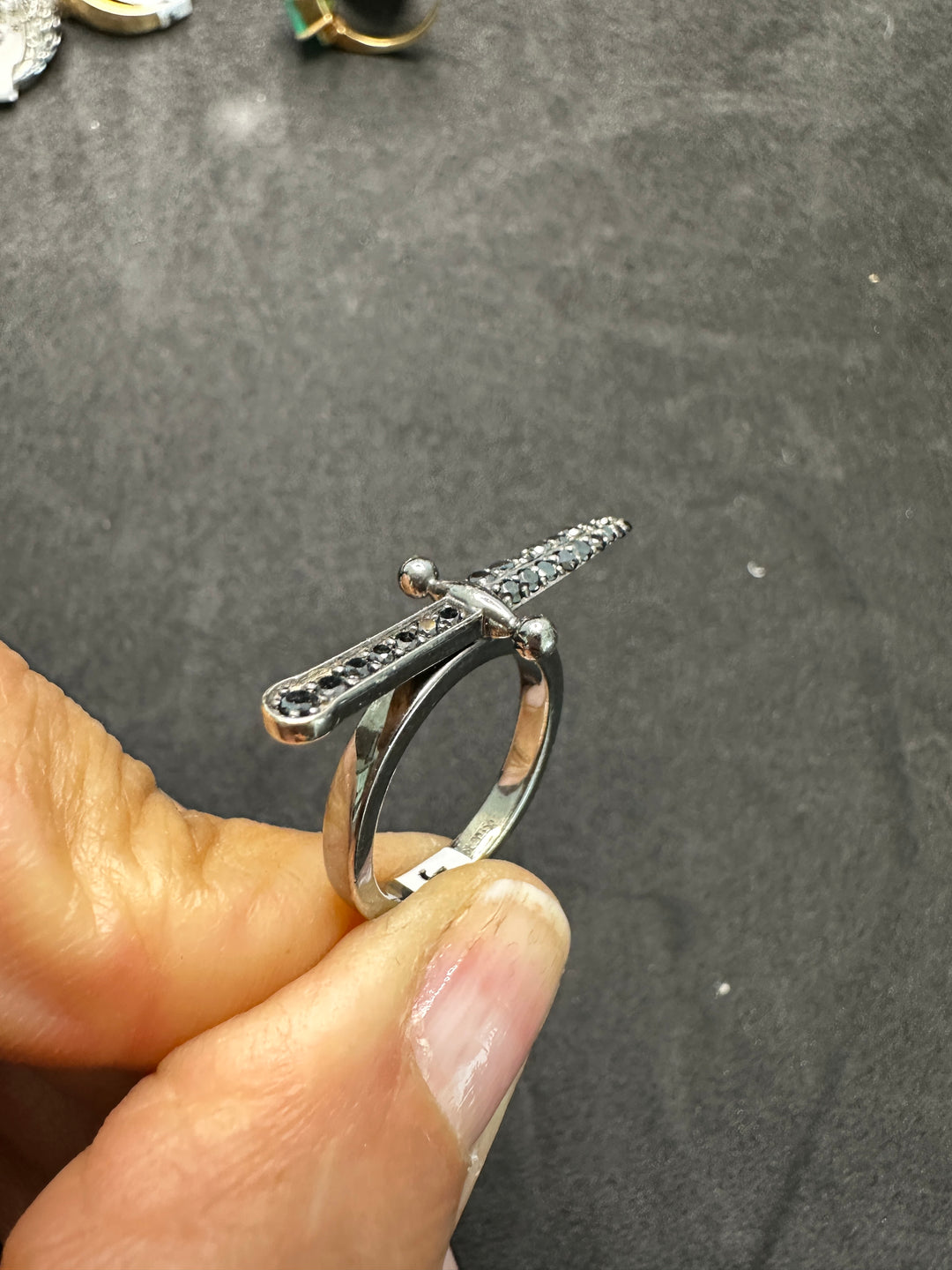 Designer 18Kt Dagger Black Diamond Ring