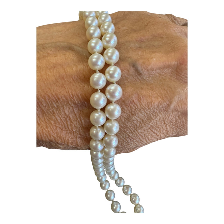 Vintage 16”  White 6.7 mm Akoya Cultured Pearl Strand AAA Quality
