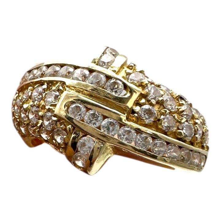 18 Karat Yellow Gold, 1.30ct Diamond Dome Band Ring