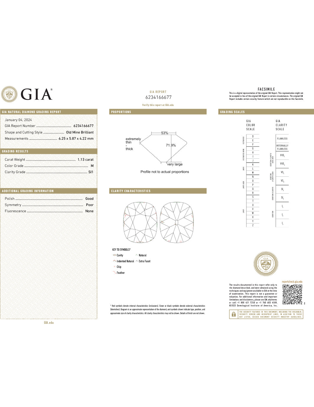 14Kt Engagement Diamond Ring GIA Certified 1.13 Carat Mine-Cut SI-1