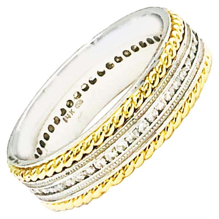 .90 Carat Diamond Eternity Rope Style Wedding Band Ring,14 karat