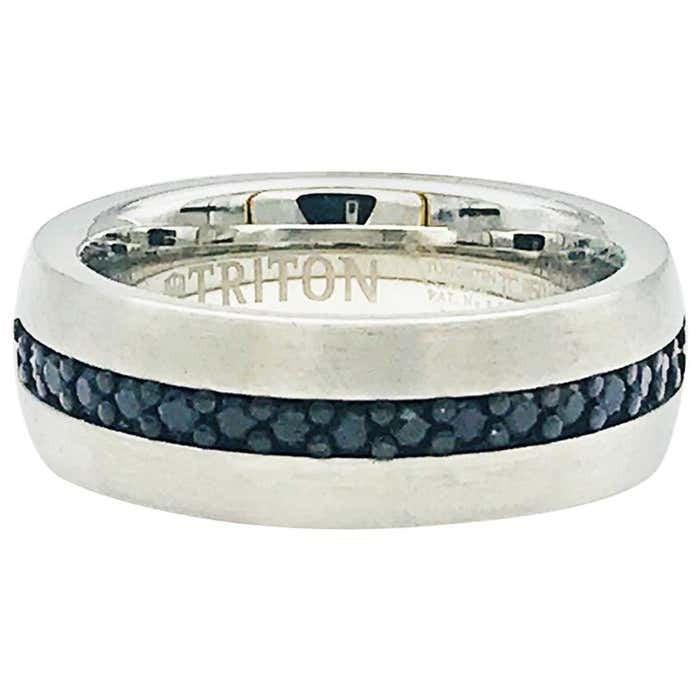 Black Sapphire Tungsten Carbide 8mm Band Triton TC.850/925 Size 10