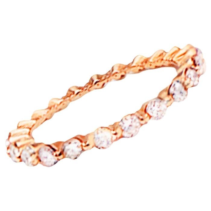 .70 ct Pink Gold Eternity Stackable Diamond Ring Band 14 Karat