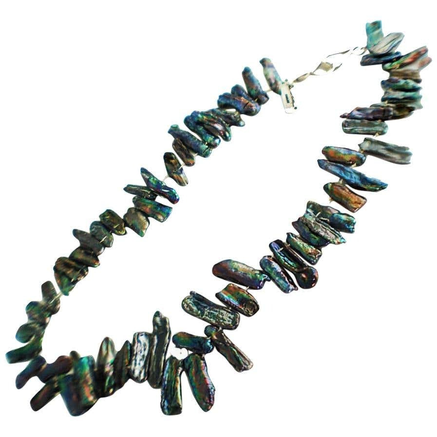 Designer Abalone Shell Necklace Lustrous Colors