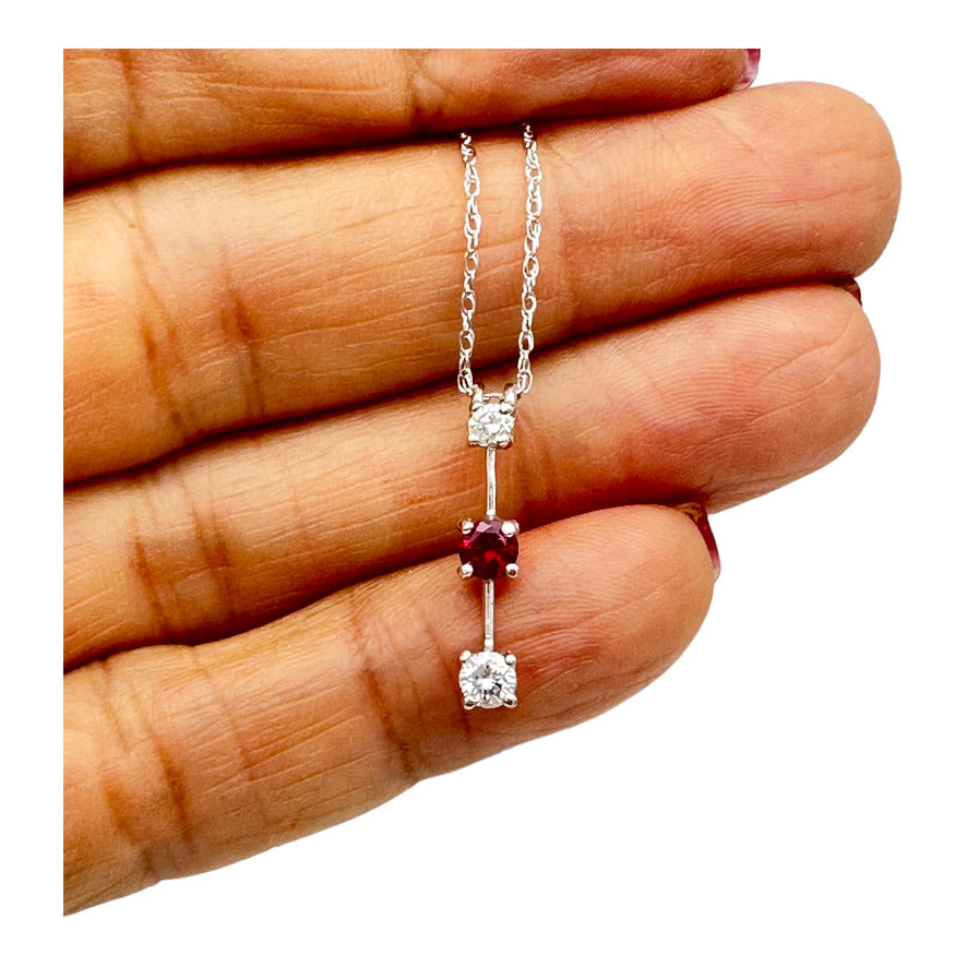.53 ct Journey Ruby and Diamond Three Stone Pendant 14Kt White Gold