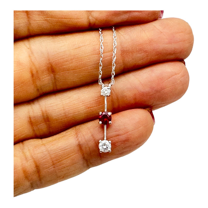 .53 ct Journey Ruby and Diamond Three Stone Pendant 14Kt White Gold