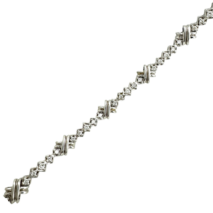 1.00 ct Diamond "X" White Gold Tennis Bracelet 14Kt