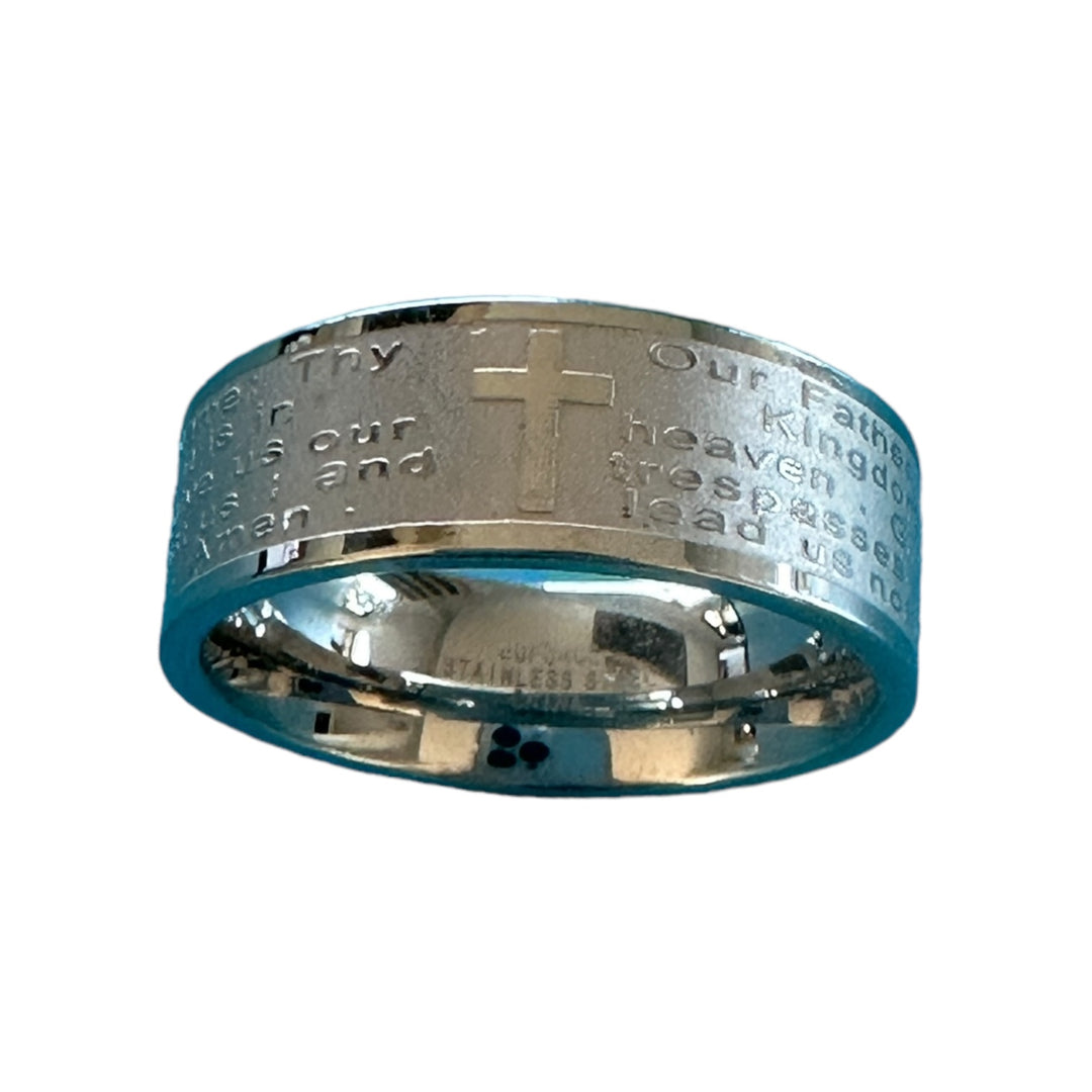 “The Our Father” Prayer Ring, 8mm Stainless Steel 