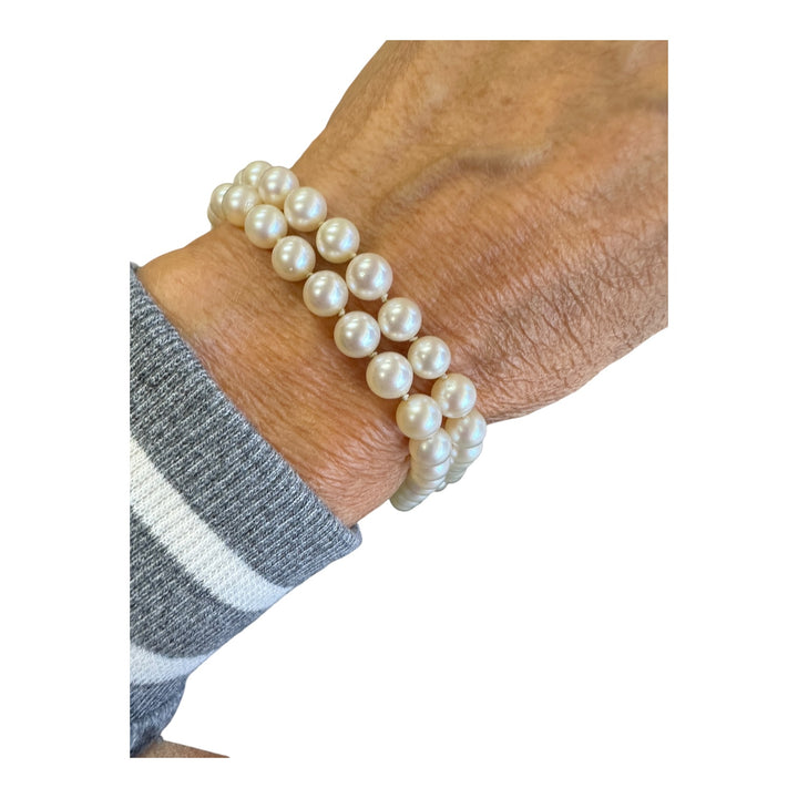 Vintage 16”  White 6.7 mm Akoya Cultured Pearl Strand AAA Quality