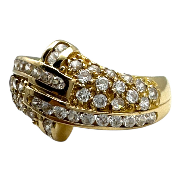 18 Karat Yellow Gold, 1.30ct Diamond Dome Band Ring