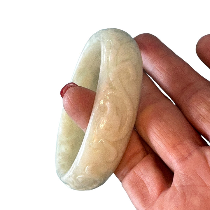 Dragon Soapstone Carved Jumbo Bangle Bracelet