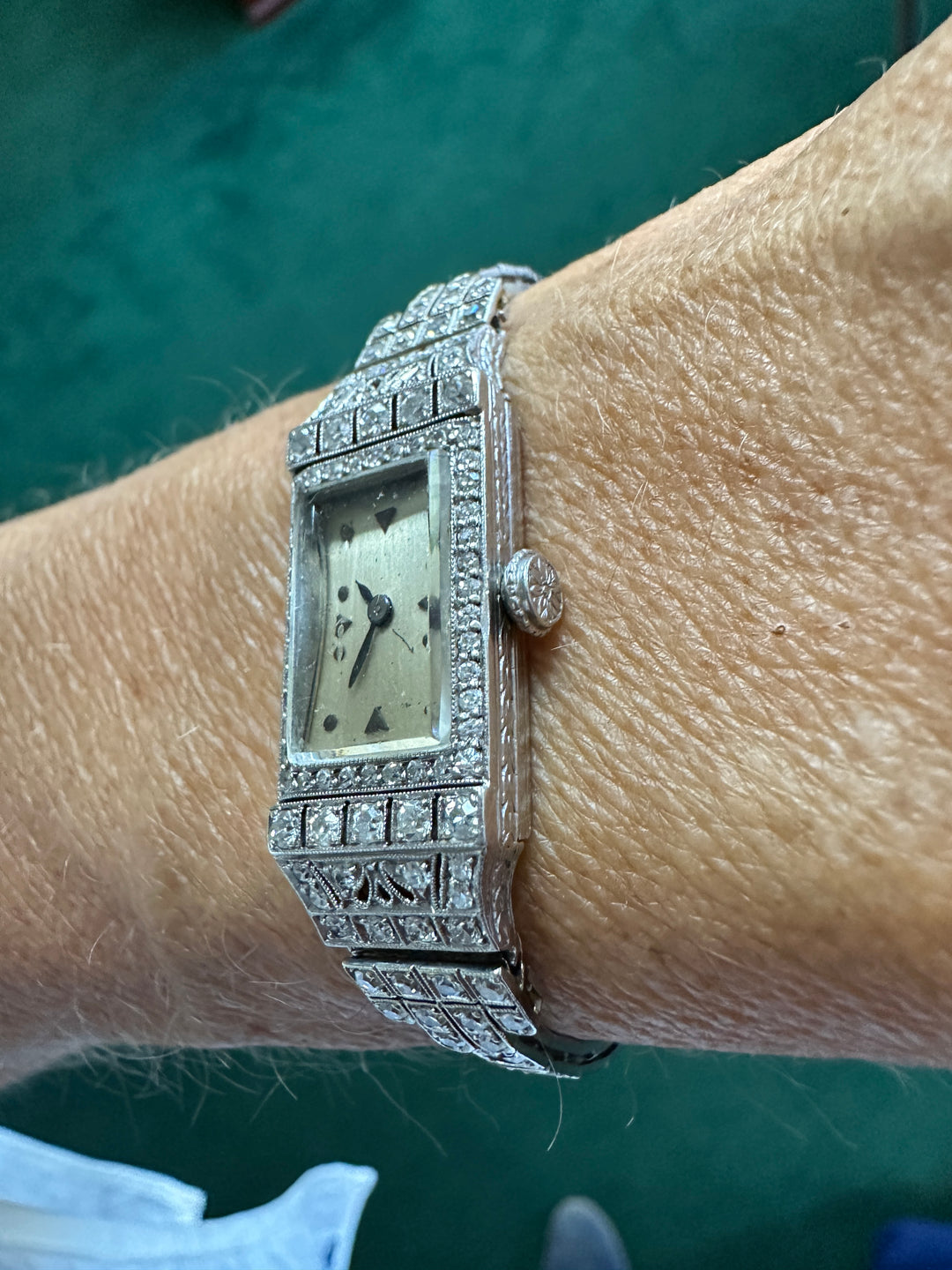 Art Deco Platinum 3.50Ct Diamond Watch VS-F 18-Jewel Manual Wind