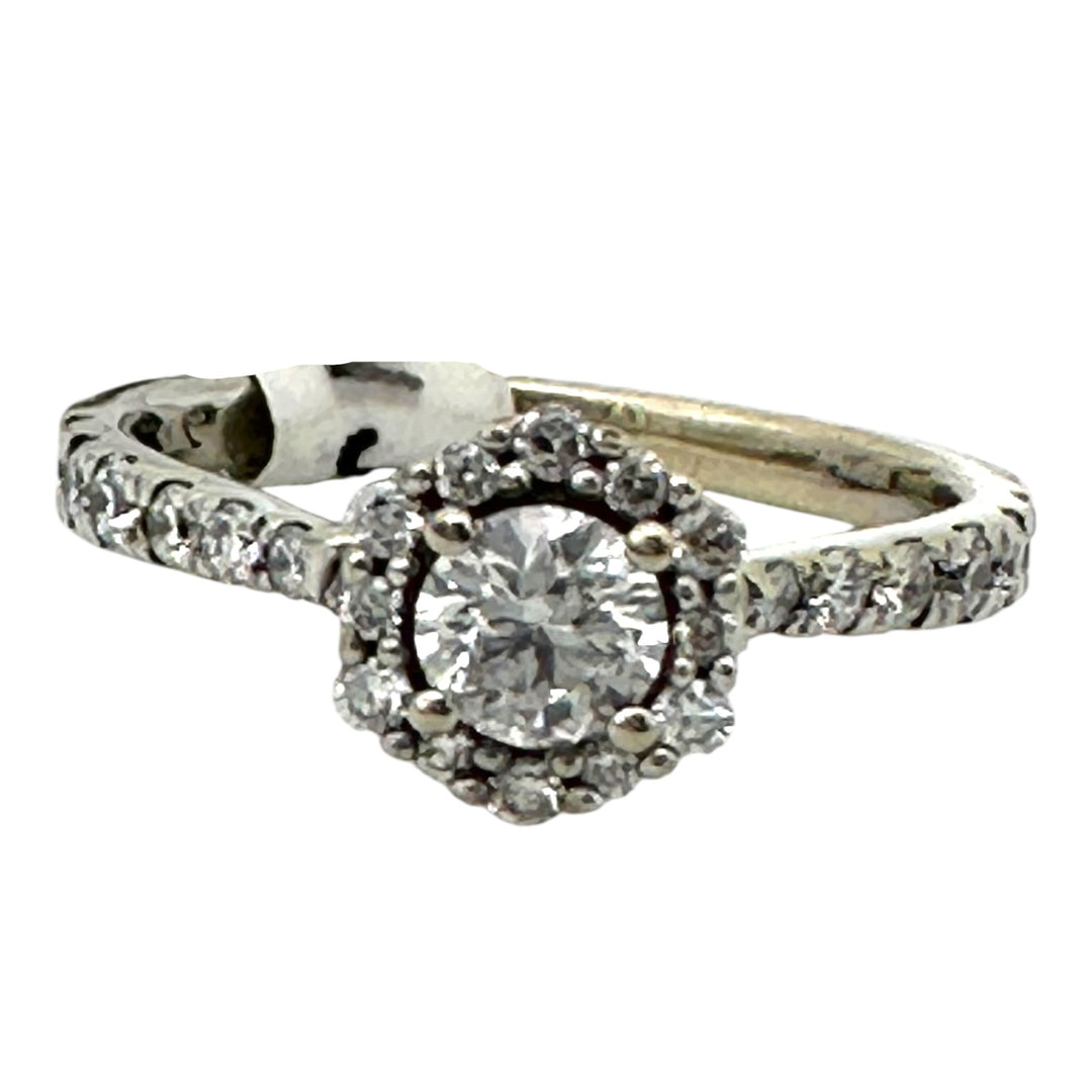 Halo .69 ct Engagement White and Pink 14kt Gold Ring