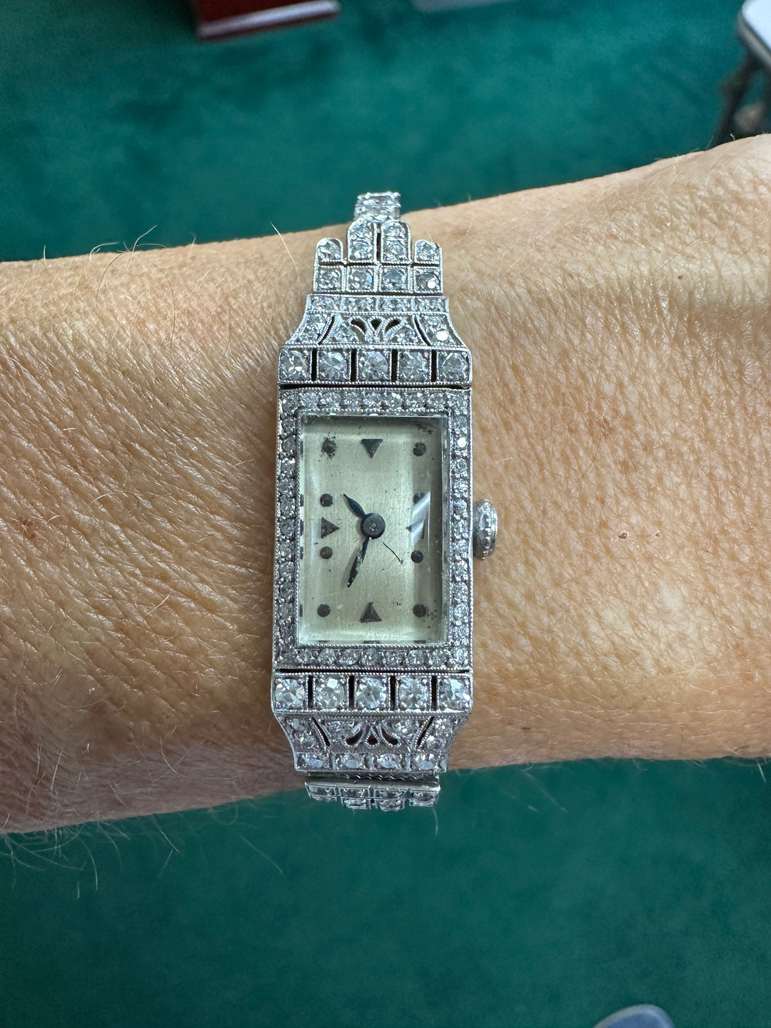 Art Deco Platinum 3.50Ct Diamond Watch VS-F 18-Jewel Manual Wind