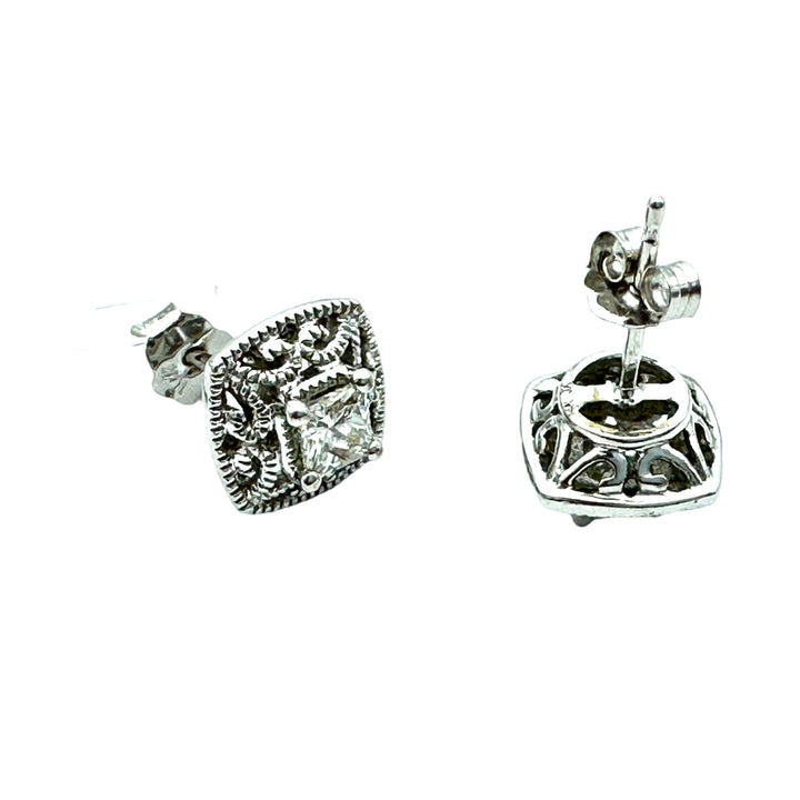 14kt .35 ct Princess Lacey Diamond Stud Earrings