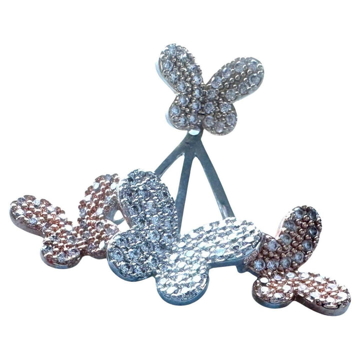 2.50ct Tri-colored Diamond Butterfly Enhancer Stud Earring