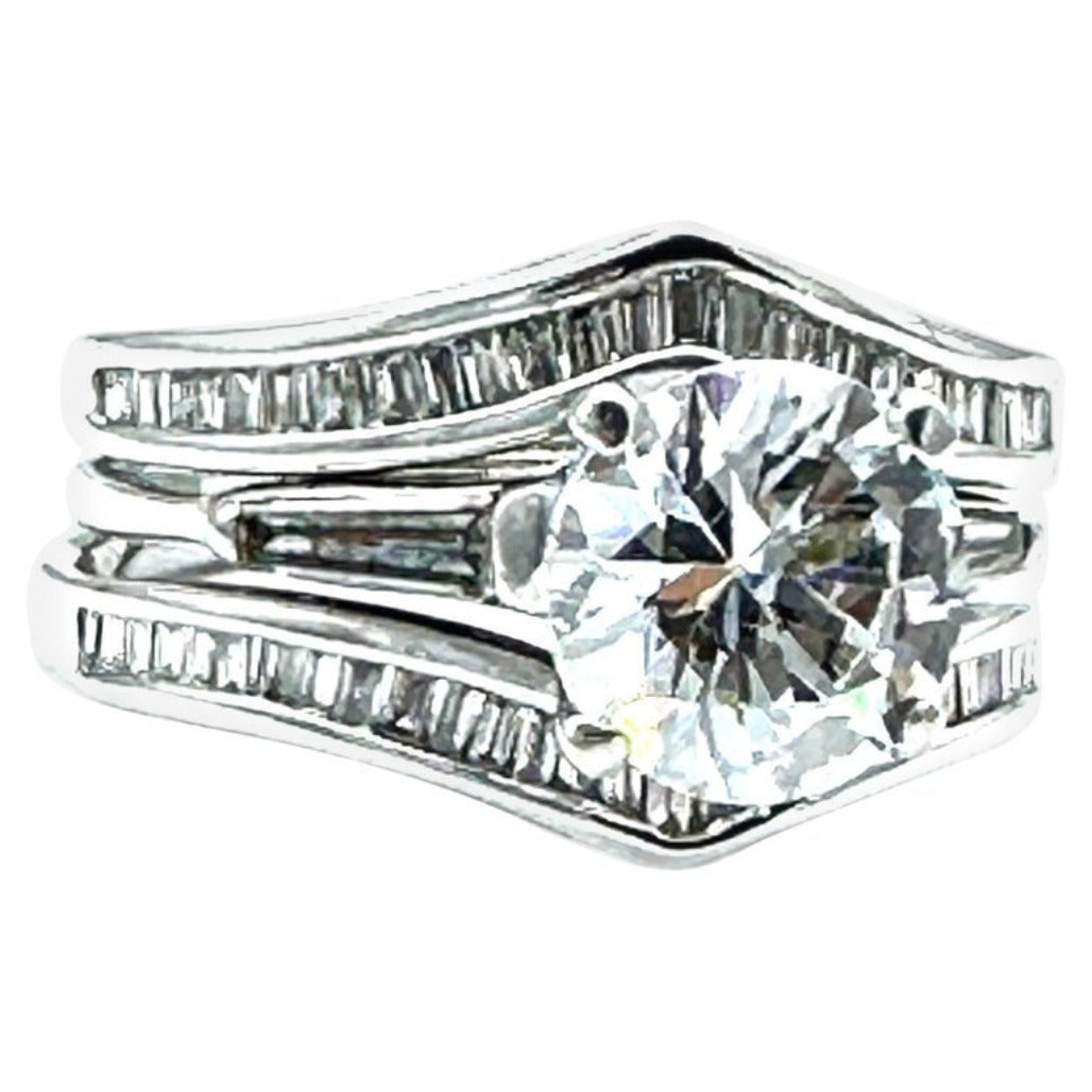 14Kt 1.60 CTW Engagement Wrap Solitaire Baguette Ring