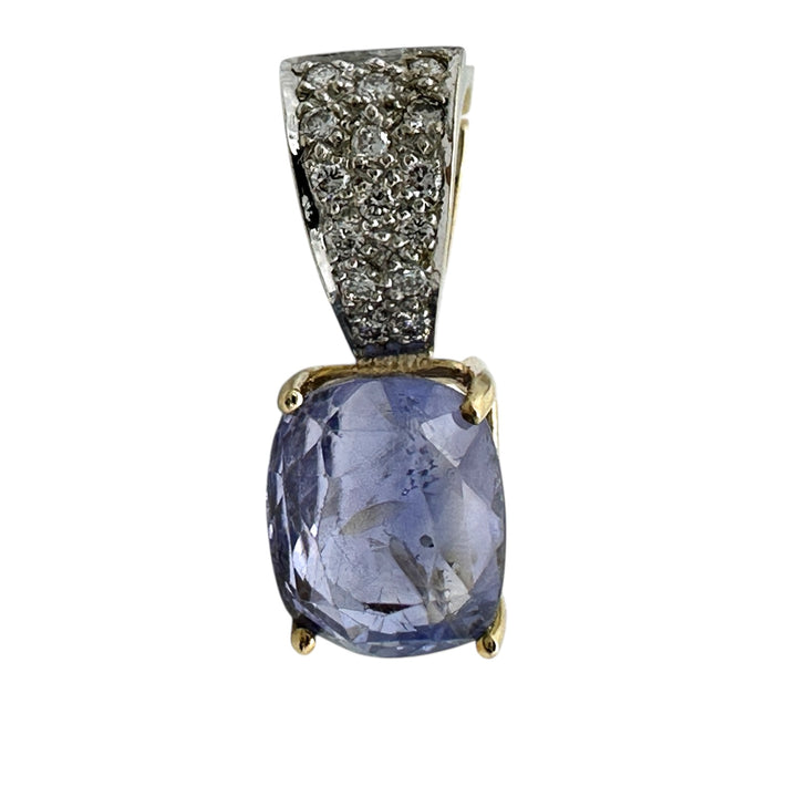 Certified 8.13 carat, Sri Lanka cushion blue sapphire, diamond enhancer pendant