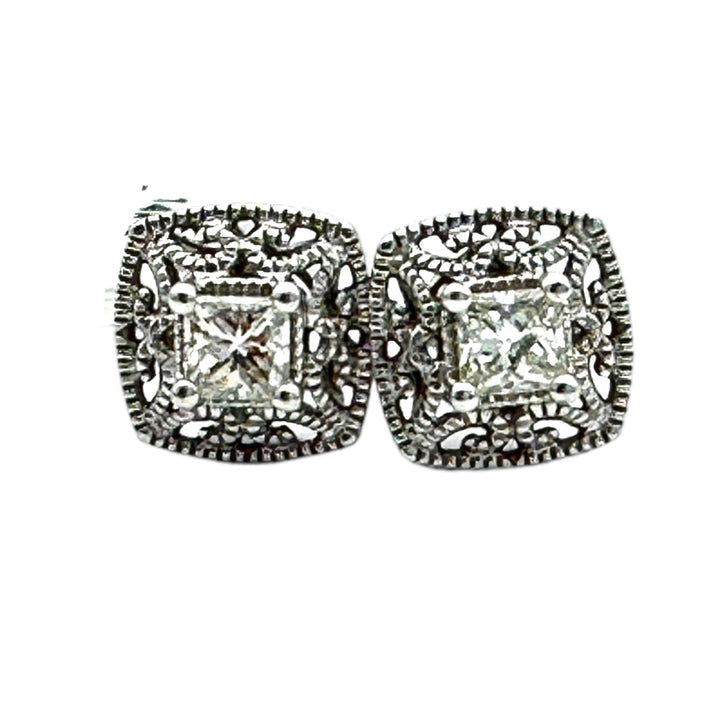 14kt .35 ct Princess Lacey Diamond Stud Earrings