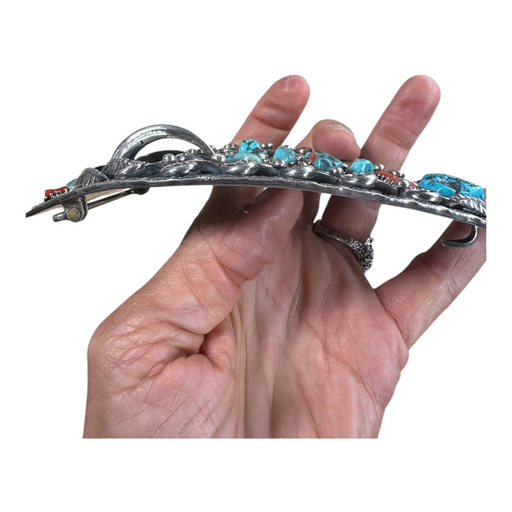 1976 Navajo Wild Bear Bob , Thunder Bolt Dan Turquoise Belt Buckel 6 oz Sterling