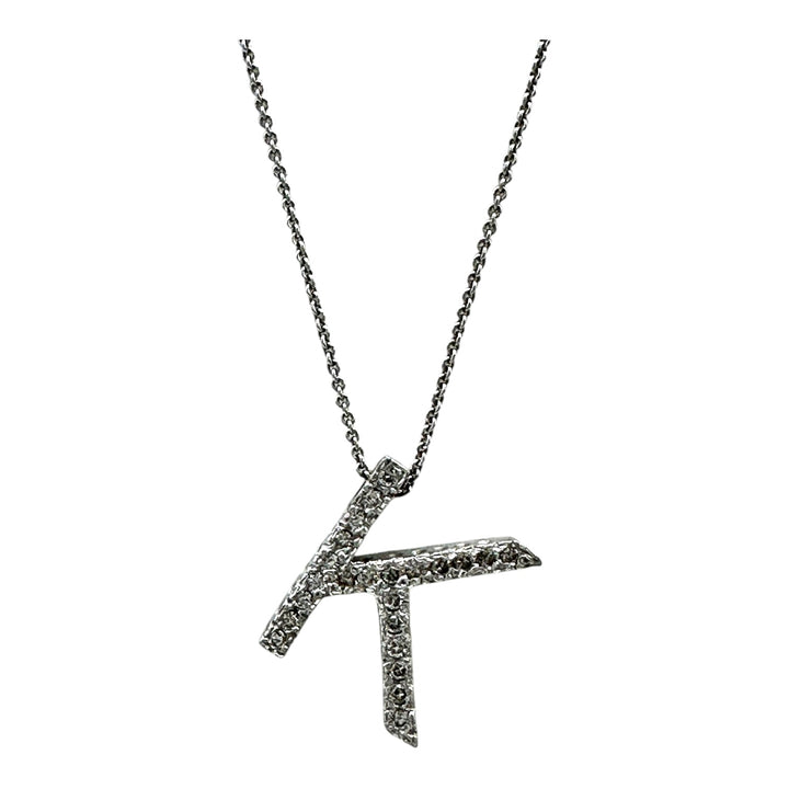 14Kt Initial “K”, 1.00ct Diamonds and Chain Pendant