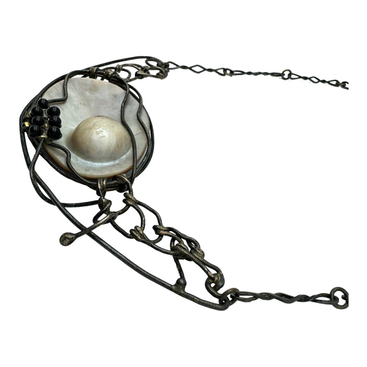 Spider Web Sterling Silver Mobee Pearl Necklace