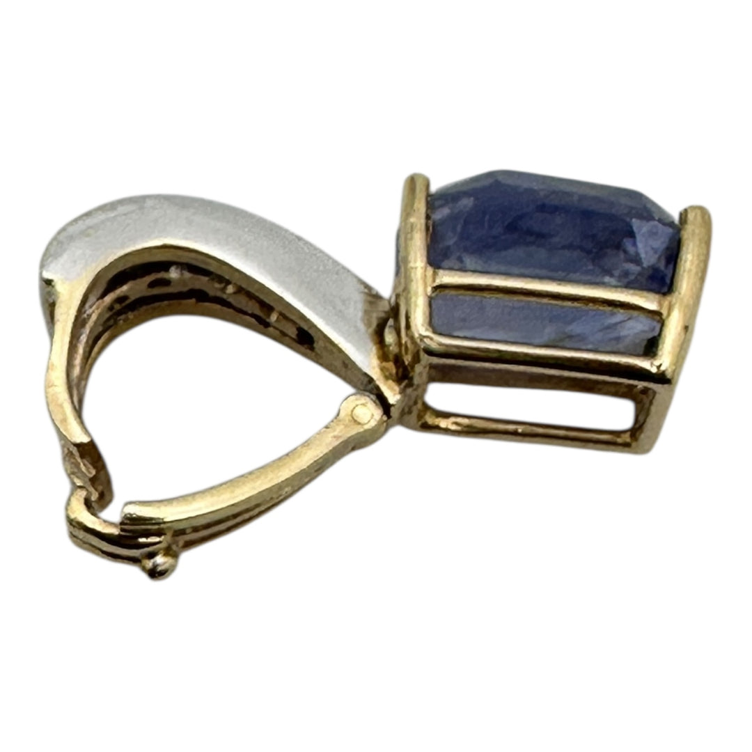 Certified 8.13 carat, Sri Lanka cushion blue sapphire, diamond enhancer pendant