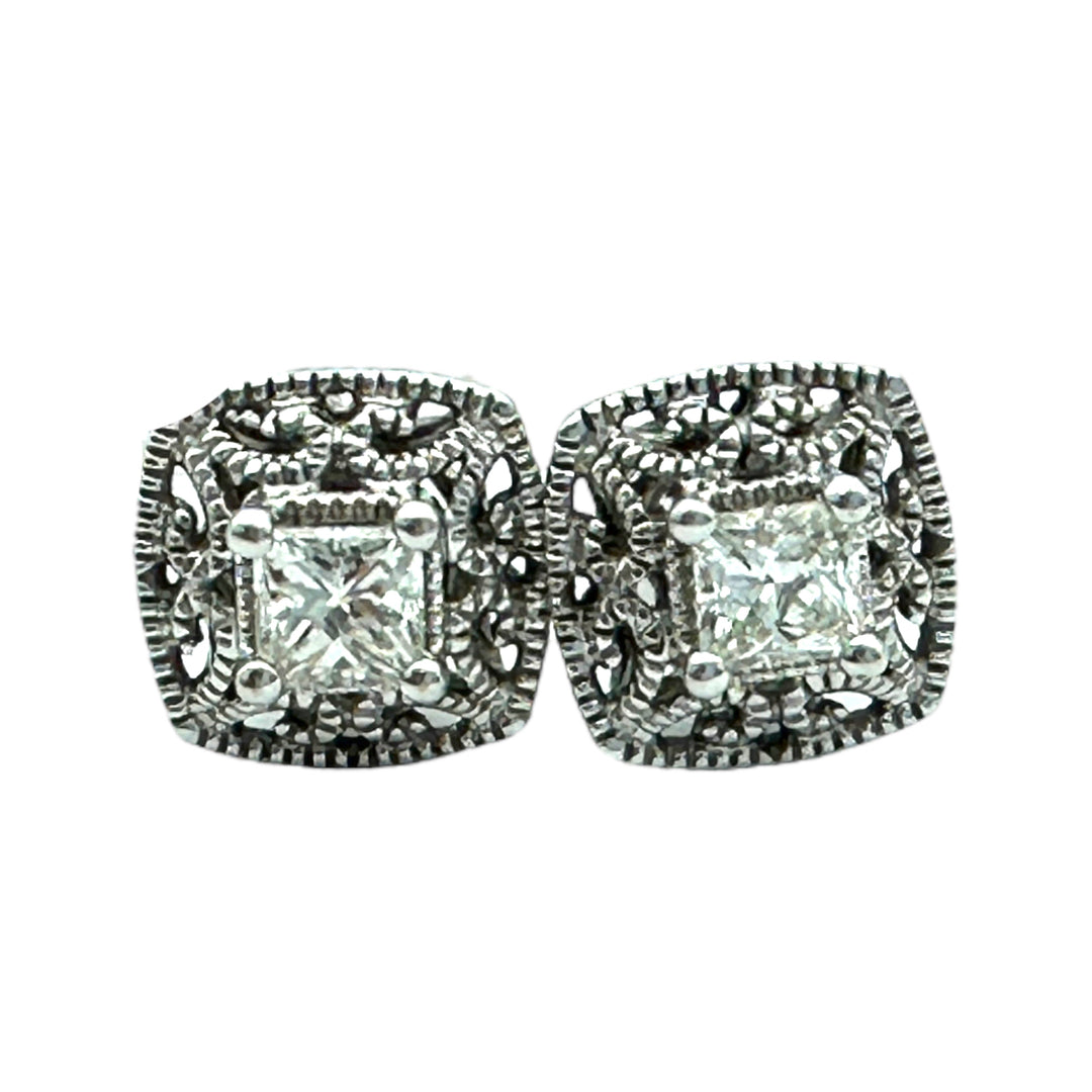 14kt .35 ct Princess Lacey Diamond Stud Earrings
