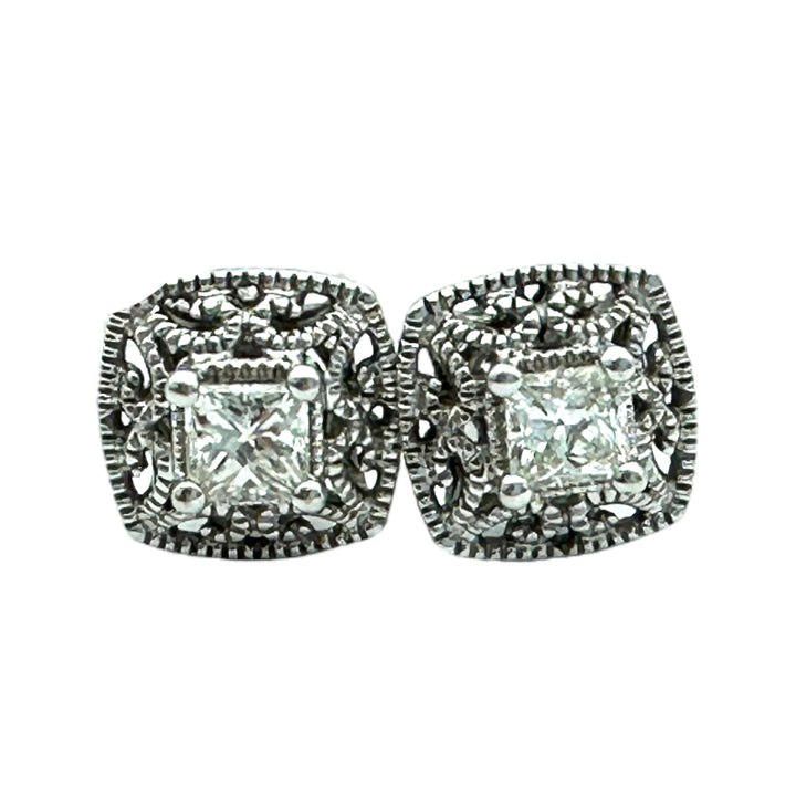 14kt .35 ct Princess Lacey Diamond Stud Earrings