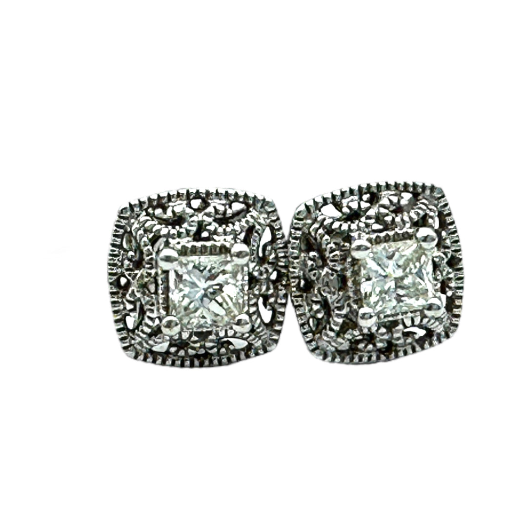 14kt .35 ct Princess Lacey Diamond Stud Earrings