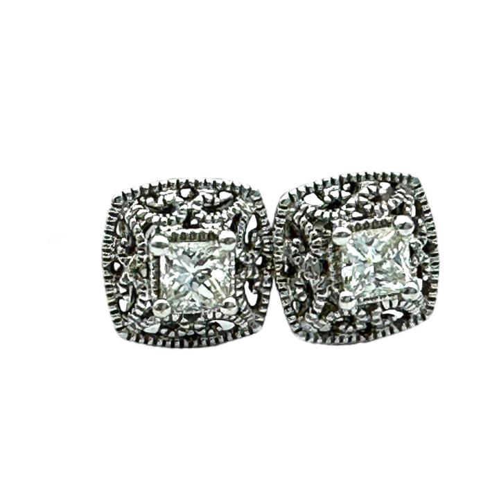 14kt .35 ct Princess Lacey Diamond Stud Earrings