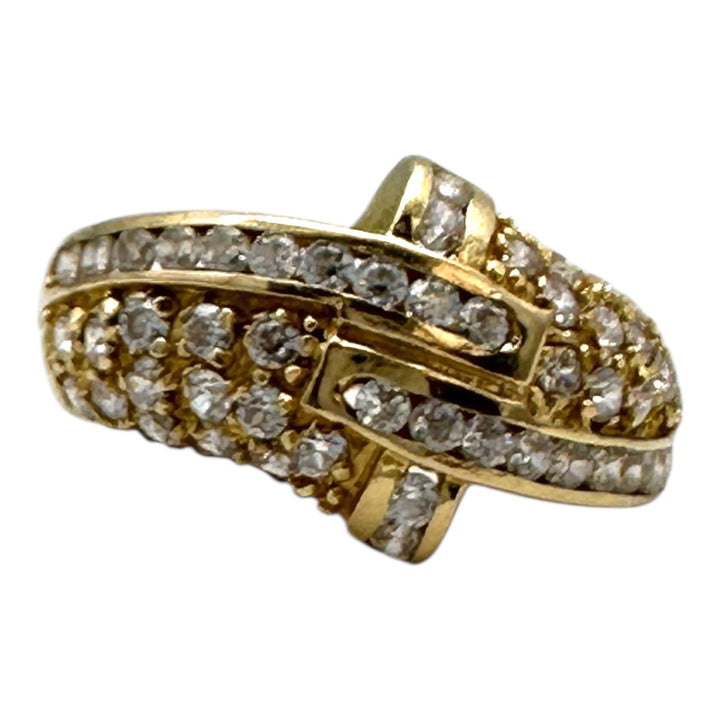 18 Karat Yellow Gold, 1.30ct Diamond Dome Band Ring