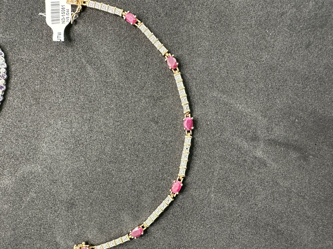 Genuine 1.25 Carats Ruby sterling gold link bracelet
