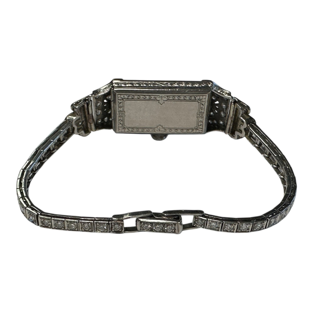 Art Deco Platinum 3.50Ct Diamond Watch VS-F 18-Jewel Manual Wind