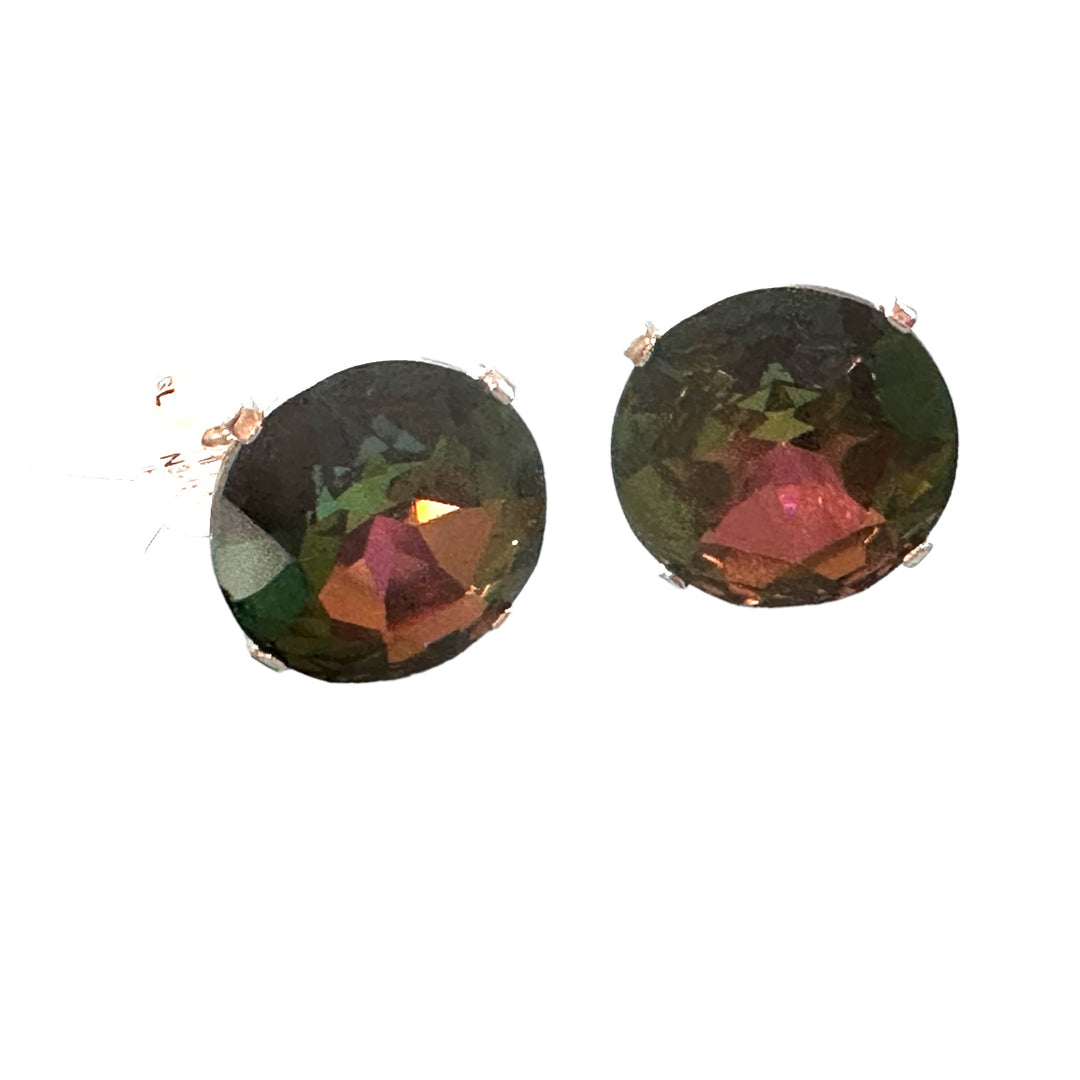  Jumbo Iridescent Faceted Cufflinks 1” Silver