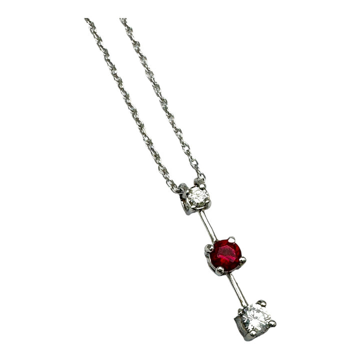 .53 ct Journey Ruby and Diamond Three Stone Pendant 14Kt White Gold