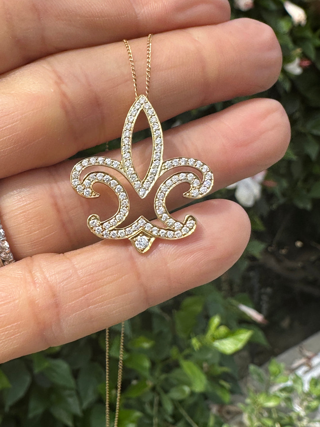 Fleur De Lis Diamond Pendant 14kt Yellow Gold .50 Carat Total