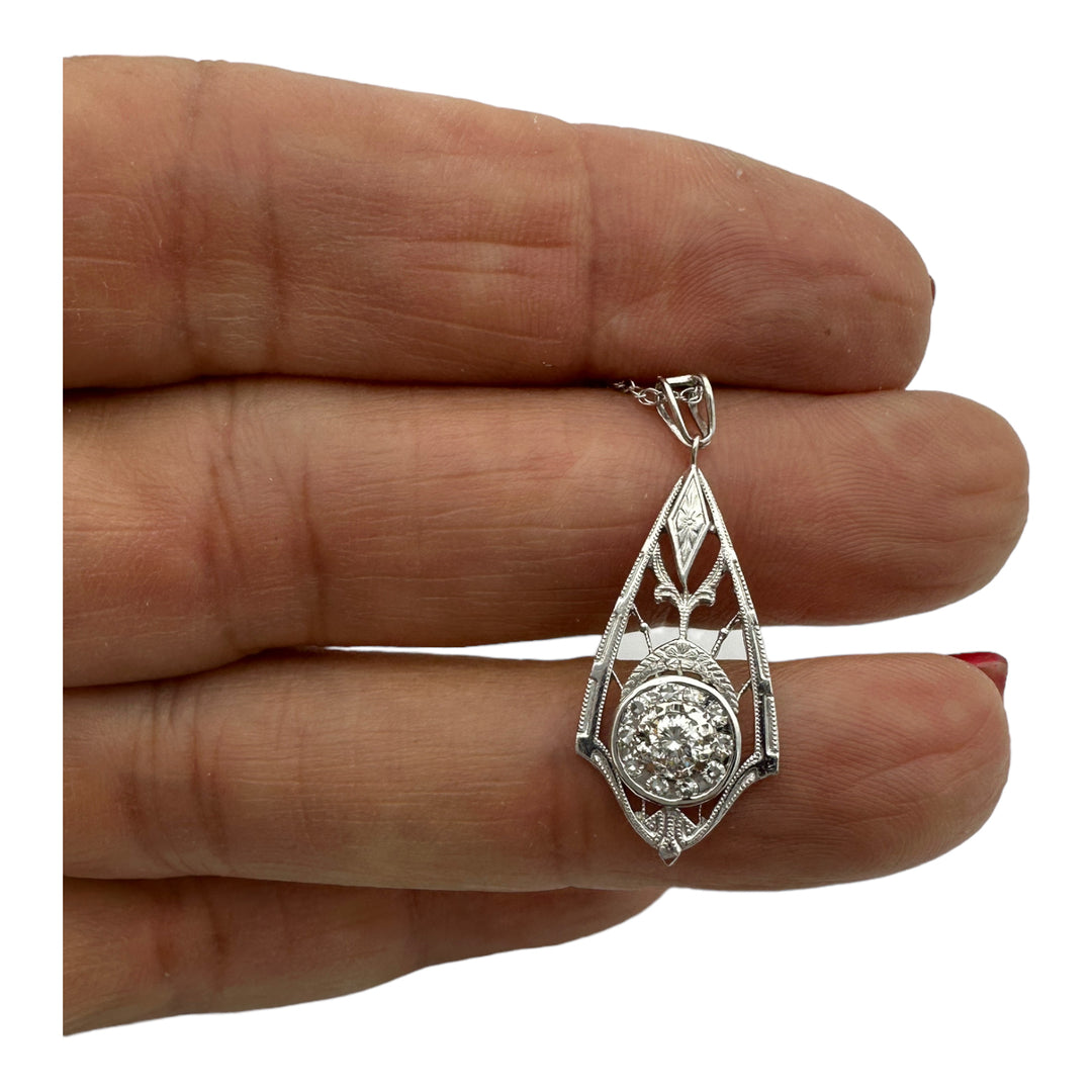 14kt Art Deco .33 Ct Diamond Pendant