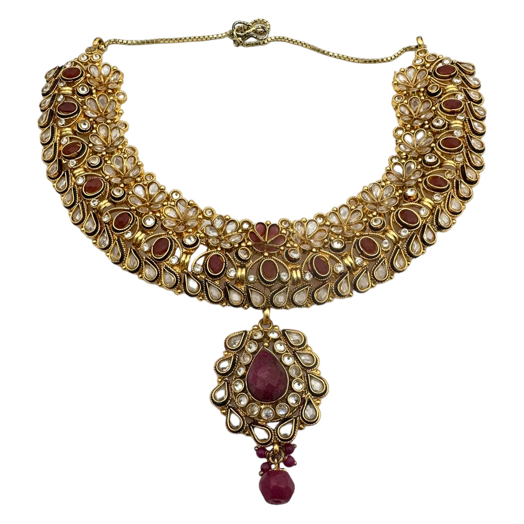 Egyptian Ruby Lavalier Dangle 2kt Electroplated Necklace