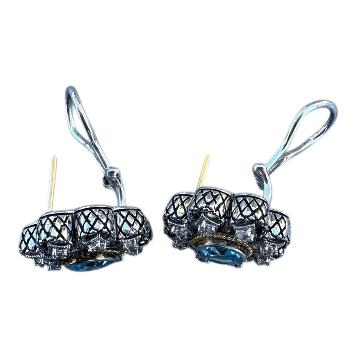 Andrea Candela 18k Gold Sterling Blue Topaz Earrings