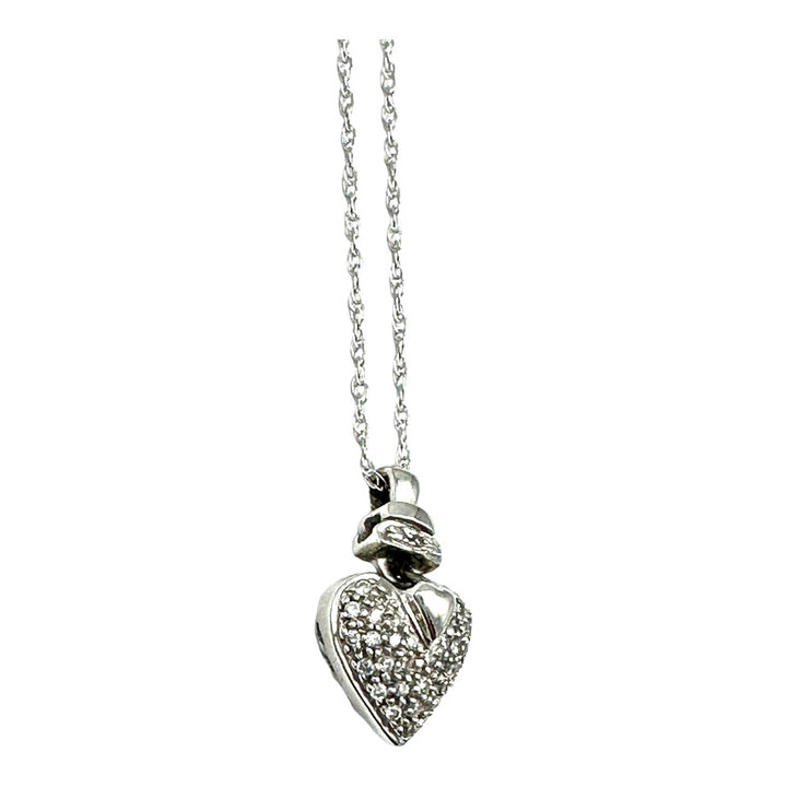 .70 ct 14Kt White Gold Pave Puffed Diamond Heart 1/2" Pendant