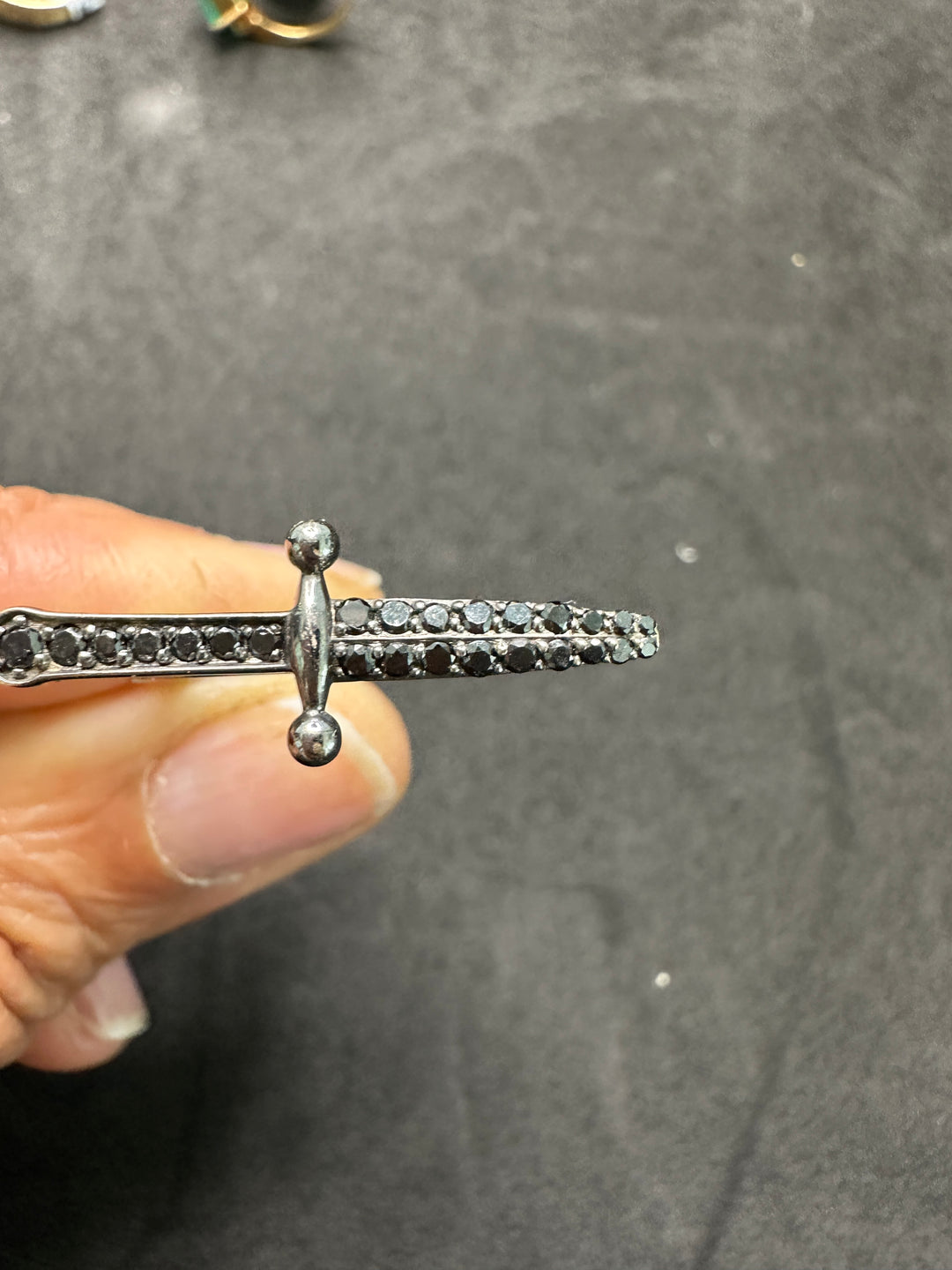 Designer 18Kt Dagger Black Diamond Ring