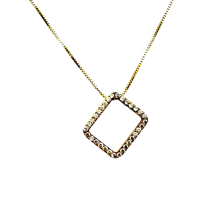 14Kt Yellow Gold .50 Carat Halo Modern Pendant & Chain VS Quality