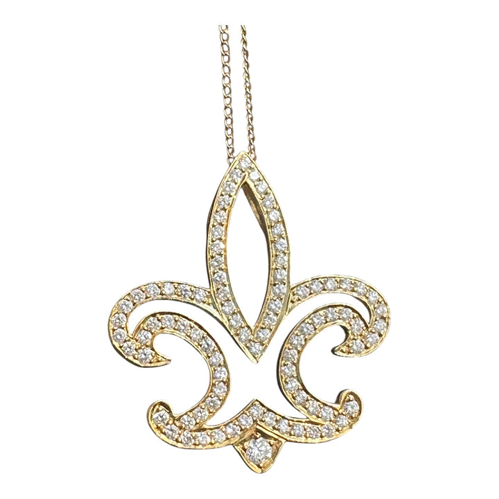 Fleur De Lis Diamond Pendant 14kt Yellow Gold .50 Carat Total