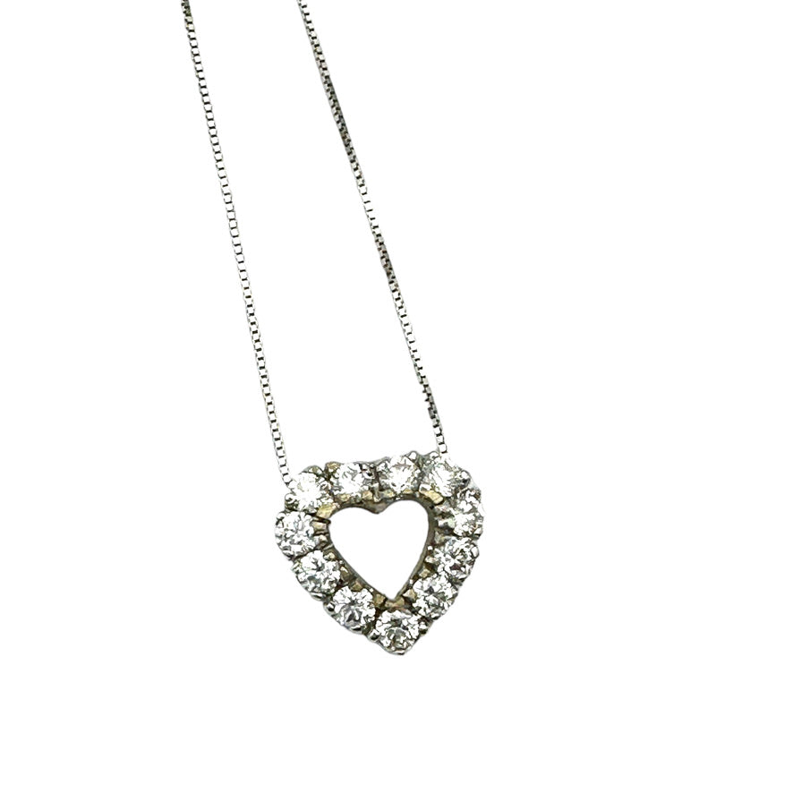 1.75 ct 18K white gold Diamond Heart Pendant & Chain VS-F/G