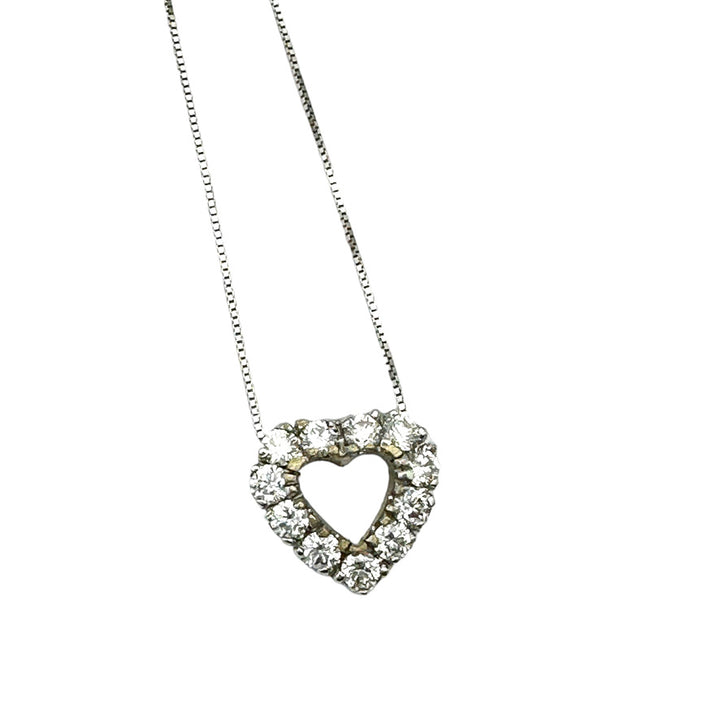 1.75 ct 18K white gold Diamond Heart Pendant & Chain VS-F/G